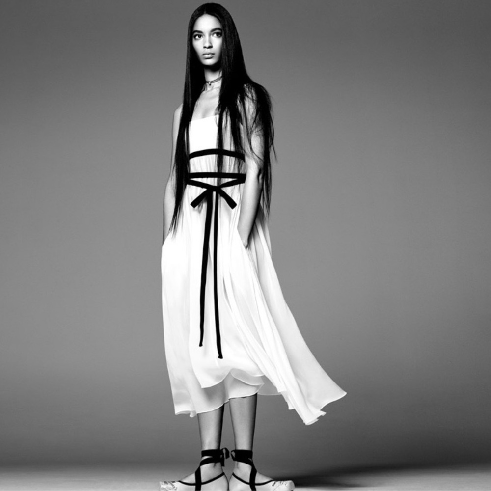 Zara studio White Dress with Black Accents used